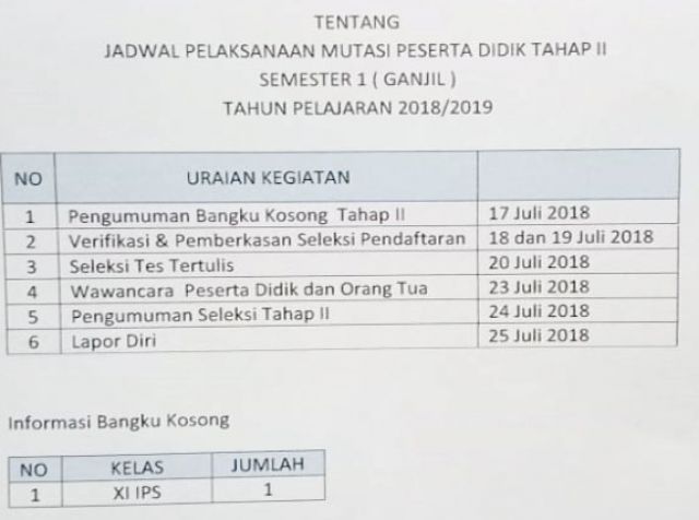 Info MUTASI Tahap 2 smt ganjil th 2018 